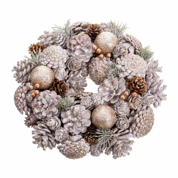 Adventkranse Hvit Gyllen Plast Foam Ananas 26 x 26 x 8 cm