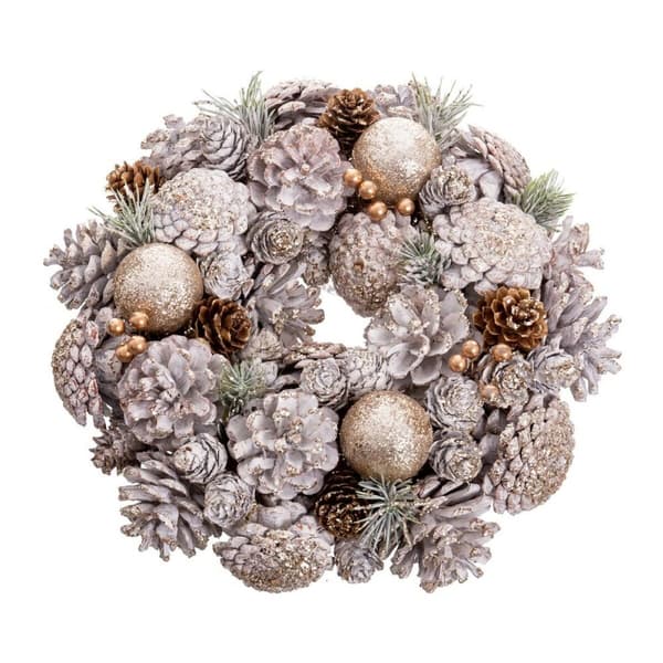 Adventkranse Hvit Gyllen Plast Foam Ananas 26 x 26 x 8 cm