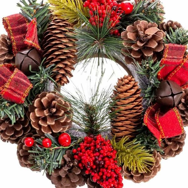 Adventkranse Rød Flerfarget PVC Ananas 22 x 22 x 10 cm