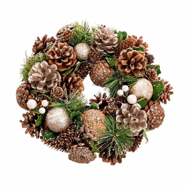 Adventkranse Gyllen Naturell Plast Foam 26 x 26 x 8 cm