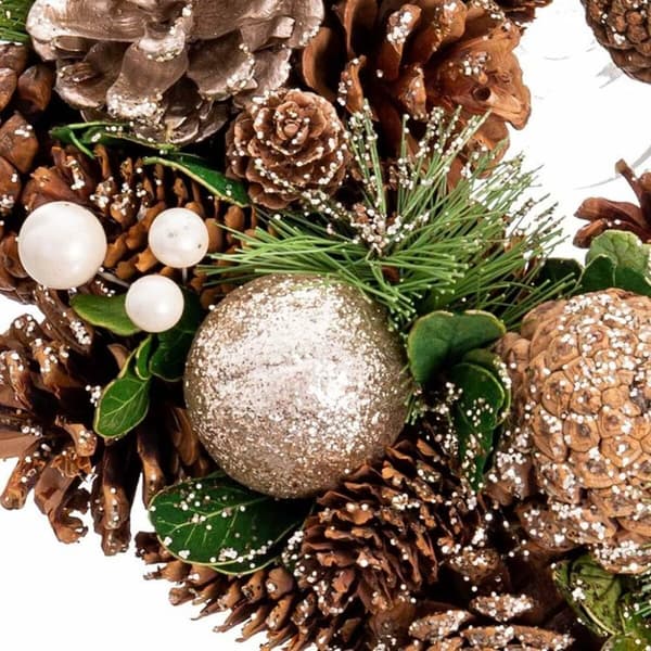 Adventkranse Gyllen Naturell Plast Foam 26 x 26 x 8 cm