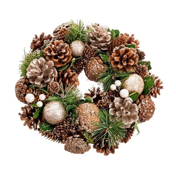 Adventkranse Gyllen Naturell Plast Foam 26 x 26 x 8 cm