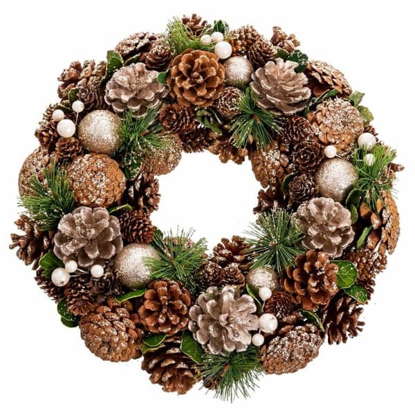 Adventkranse Gyllen Naturell Plast Foam 34 x 34 x 8,5 cm