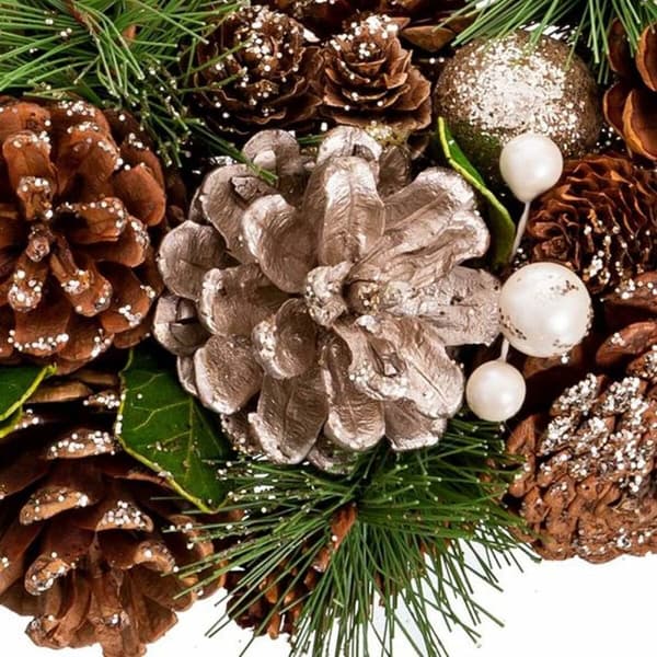 Adventkranse Gyllen Naturell Plast Foam 34 x 34 x 8,5 cm