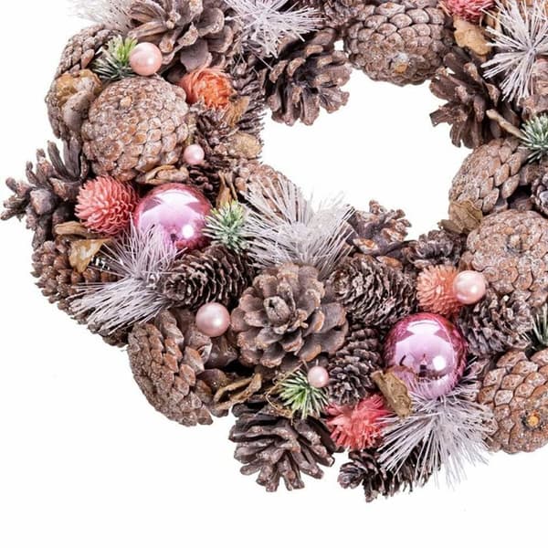 Adventkranse Hvit Rosa Plast Foam 34 x 34 x 8,5 cm