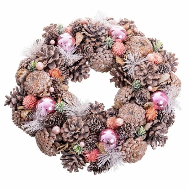 Adventkranse Hvit Rosa Plast Foam 34 x 34 x 8,5 cm