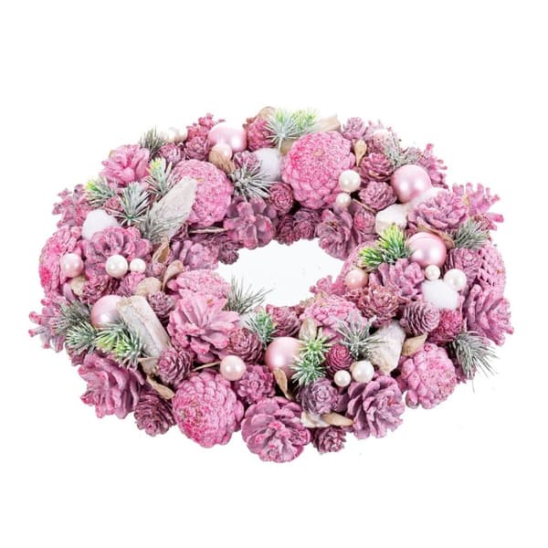 Adventkranse Rosa Flerfarget Plast Foam 34 x 34 x 8,5 cm
