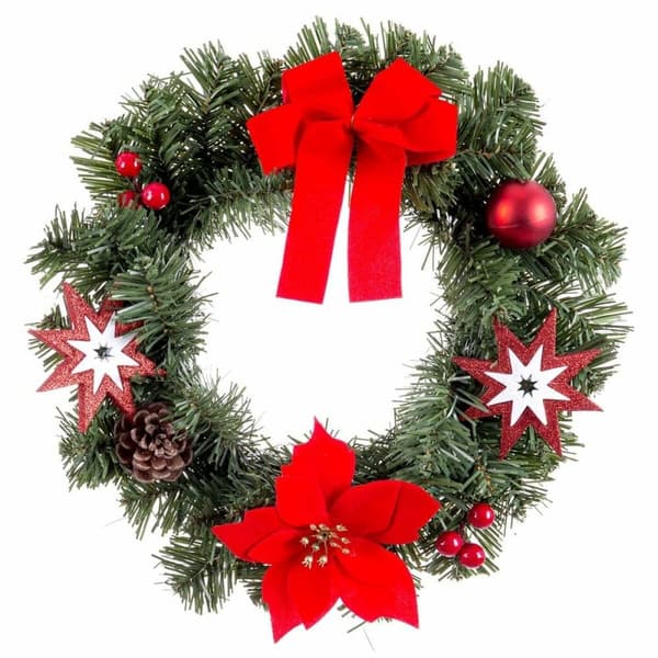 Adventkranse Rød Grønn Plast 30 cm