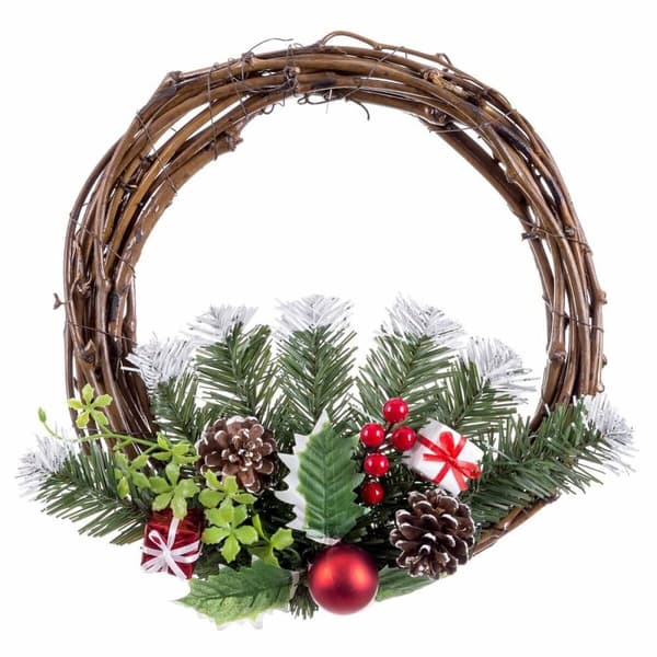 Adventkranse Rød Flerfarget Rotting Plast Ananas 30 cm