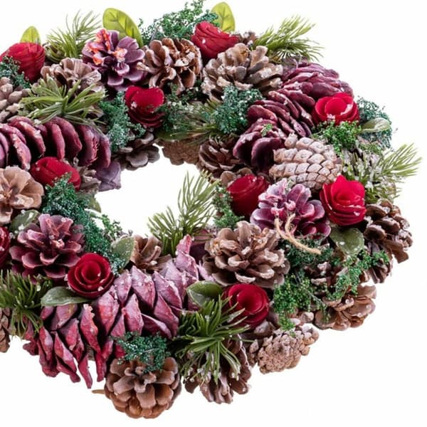 Adventkranse Rød Flerfarget Plast Foam Ananas 35 x 35 x 9 cm