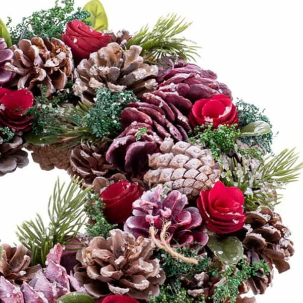 Adventkranse Rød Flerfarget Plast Foam Ananas 35 x 35 x 9 cm