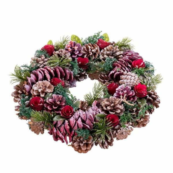 Adventkranse Rød Flerfarget Plast Foam Ananas 35 x 35 x 9 cm