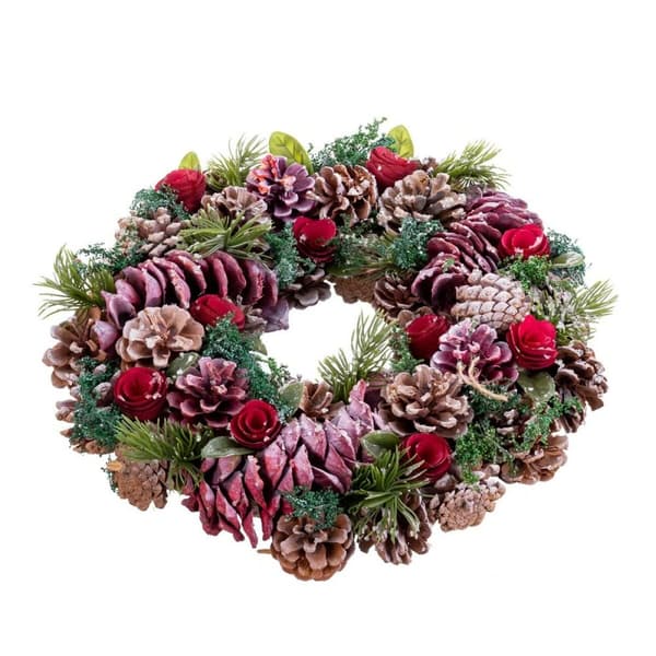 Adventkranse Rød Flerfarget Plast Foam Ananas 35 x 35 x 9 cm