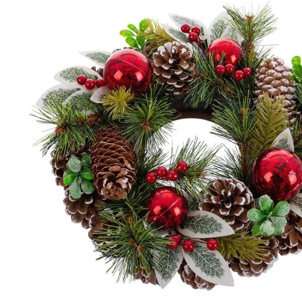 Adventkranse Rød Grønn Flerfarget Plast Foam Ananas 30 x 30 cm