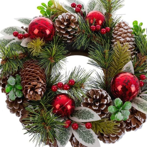 Adventkranse Rød Grønn Flerfarget Plast Foam Ananas 30 x 30 cm