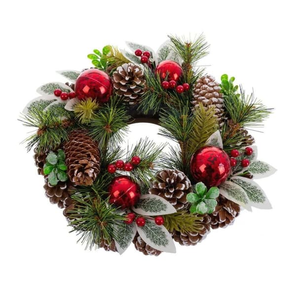 Adventkranse Rød Grønn Flerfarget Plast Foam Ananas 30 x 30 cm