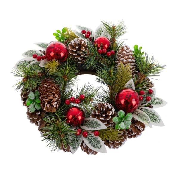 Adventkranse Rød Grønn Flerfarget Plast Foam Ananas 30 x 30 cm