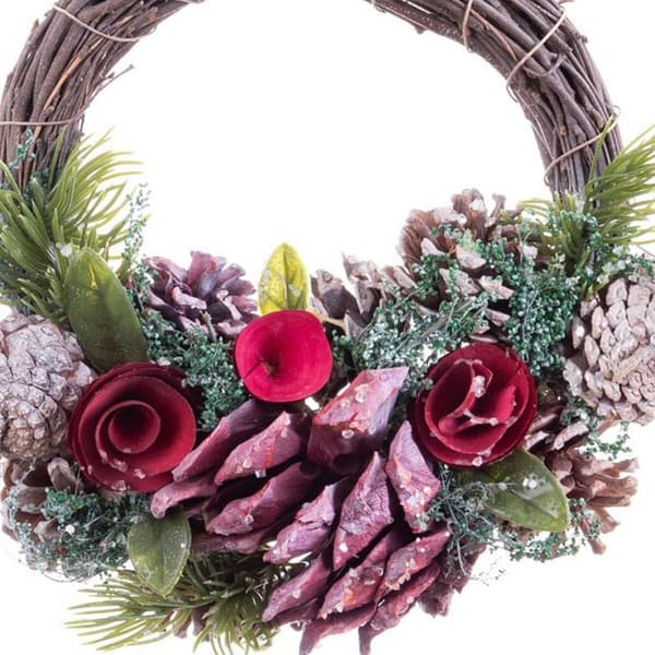 Adventkranse Rød Flerfarget Rotting Plast Foam Ananas 24 x 22 x 8 cm