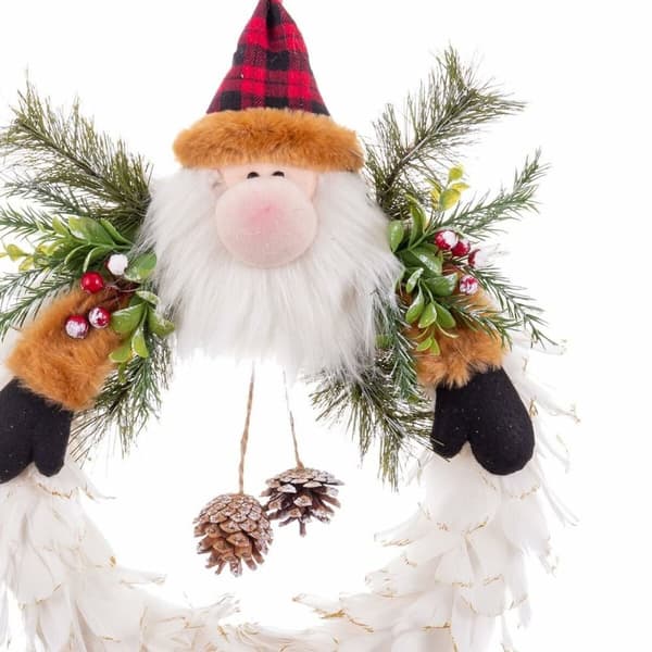 Adventkranse Julenissen Flerfarget Fjær Plast 40 x 35 x 8 cm