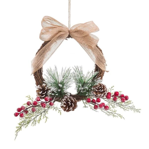 Adventkranse Hvit Rød Grønn Naturell Rotting Plast Ananas 25 x 25 cm