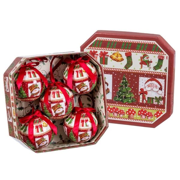 Julekuler Flerfarget Papir Polyfoam Julenissen 7,5 x 7,5 x 7,5 cm (5 enheter)