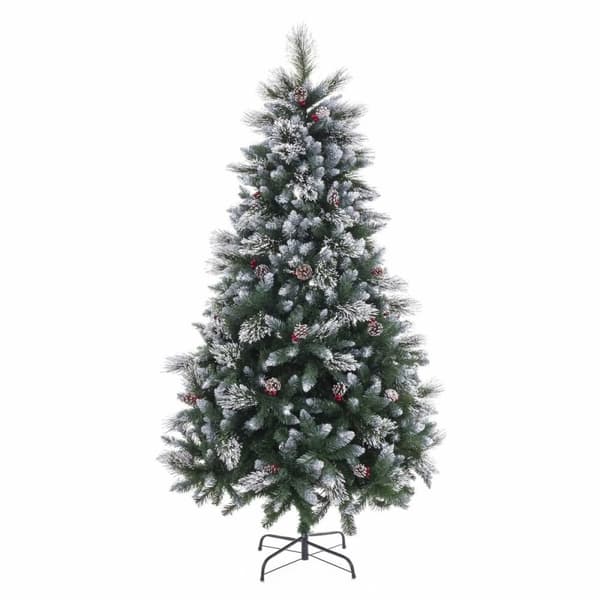 Juletre Hvit Rød Grønn PVC Metall Polyetylen Snøfall 210 cm