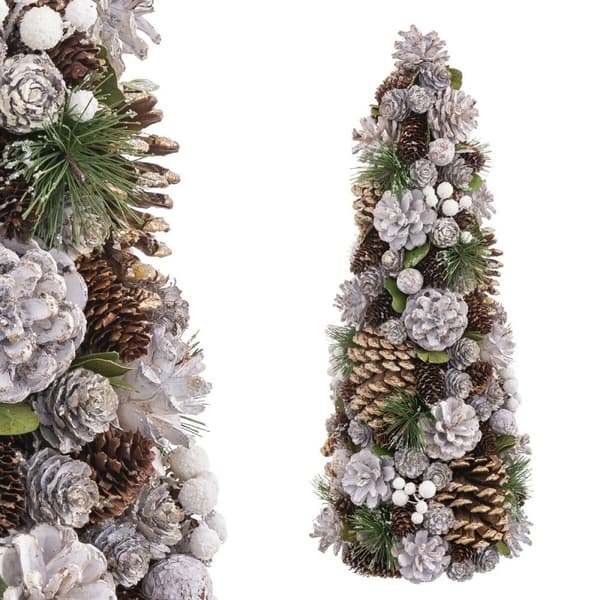 Juletre Hvit Gyllen Plast Foam Ananas 19 x 19 x 48,5 cm