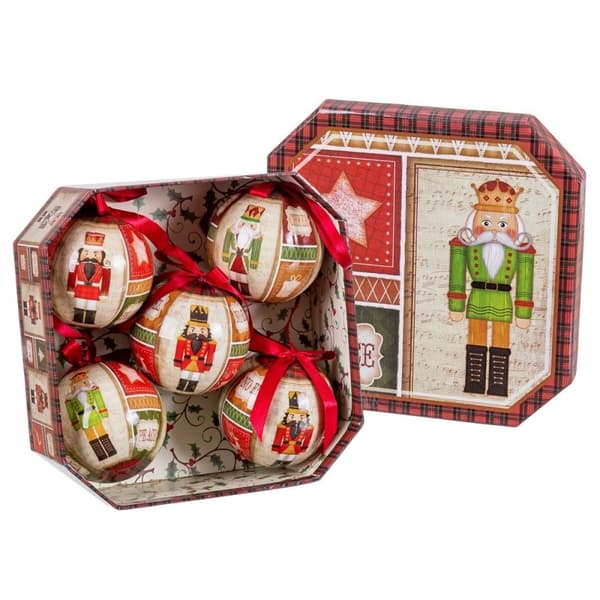 Julekuler Flerfarget Papir Polyfoam Nøtteknekker 7,5 x 7,5 x 7,5 cm (5 enheter)
