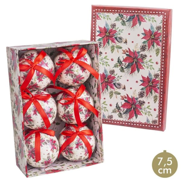 Julekuler Flerfarget Papir Polyfoam Blomster 7,5 x 7,5 x 7,5 cm (6 enheter)