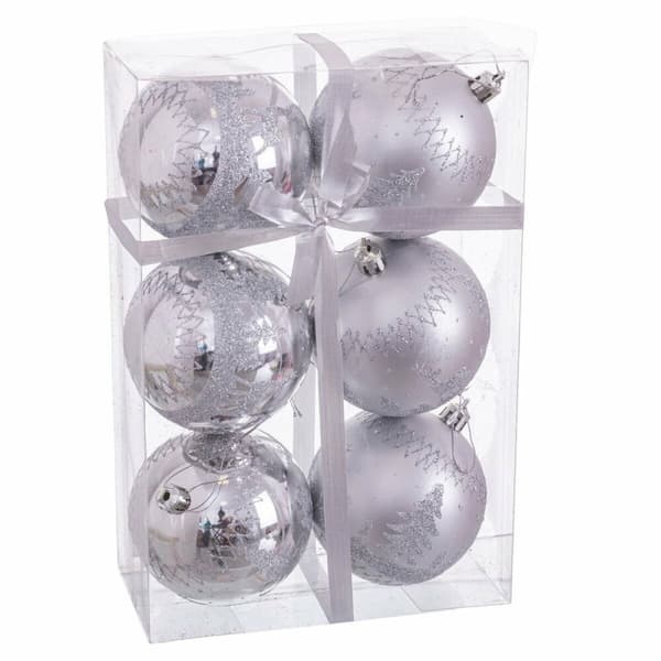 Julekuler Sølv Plast Hjort 8 x 8 x 8 cm (6 enheter)