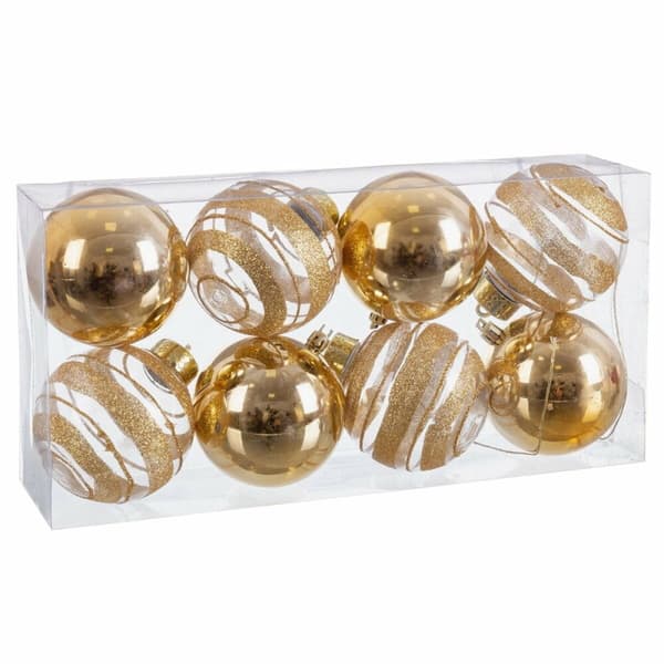Julekuler Gyllen Plast 8 x 8 x 8 cm (8 enheter)