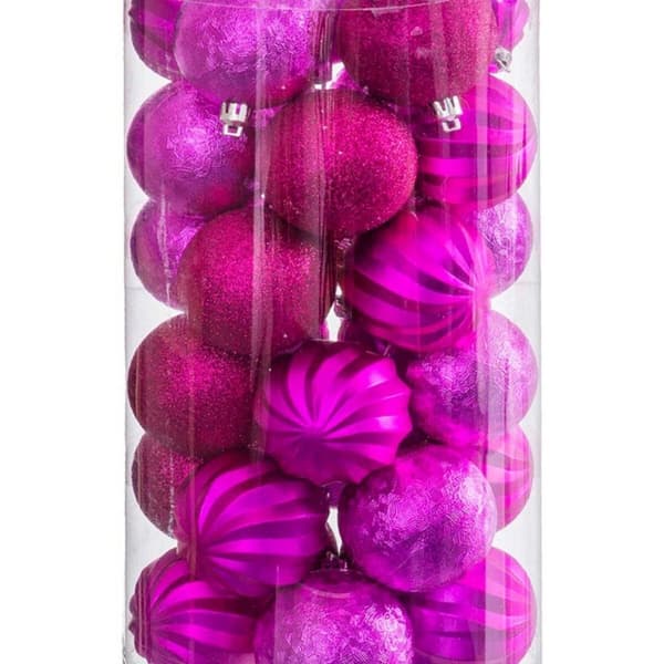 Julekuler Fuksia Plast 6 x 6 x 6 cm (30 enheter)