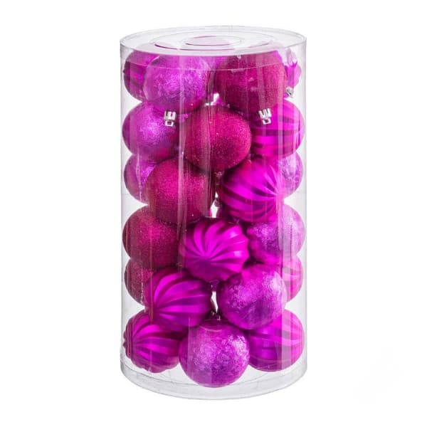 Julekuler Fuksia Plast 6 x 6 x 6 cm (30 enheter)