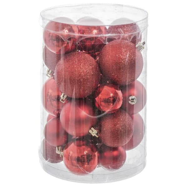 Julekuler Rød Plast Glitter 12,5 x 12,5 x 27 cm (27 enheter)