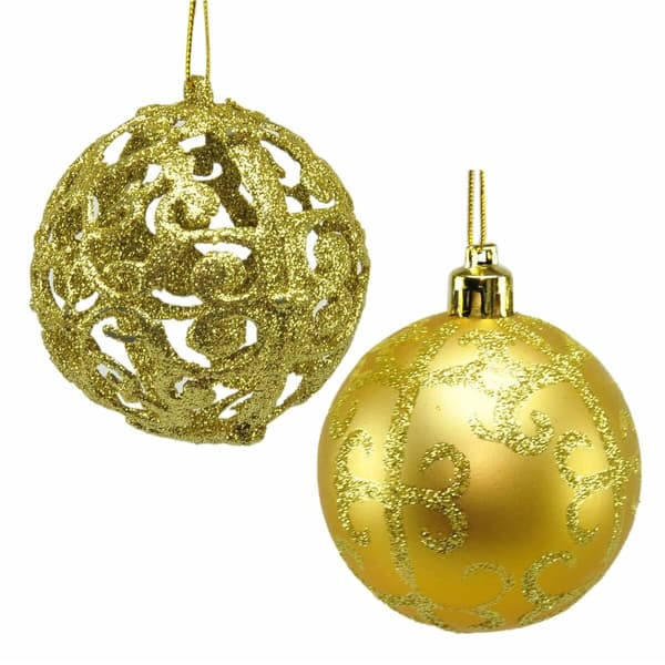 Julekuler Gyllen Plast 6 x 6 x 6 cm (12 enheter)