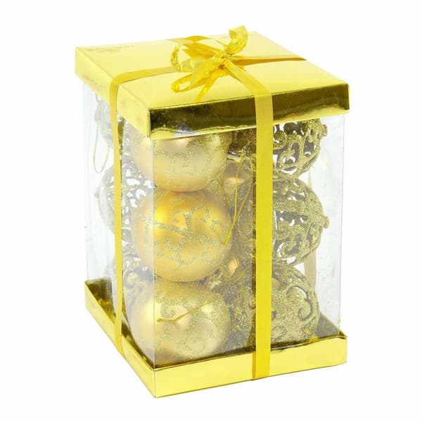 Julekuler Gyllen Plast 6 x 6 x 6 cm (12 enheter)