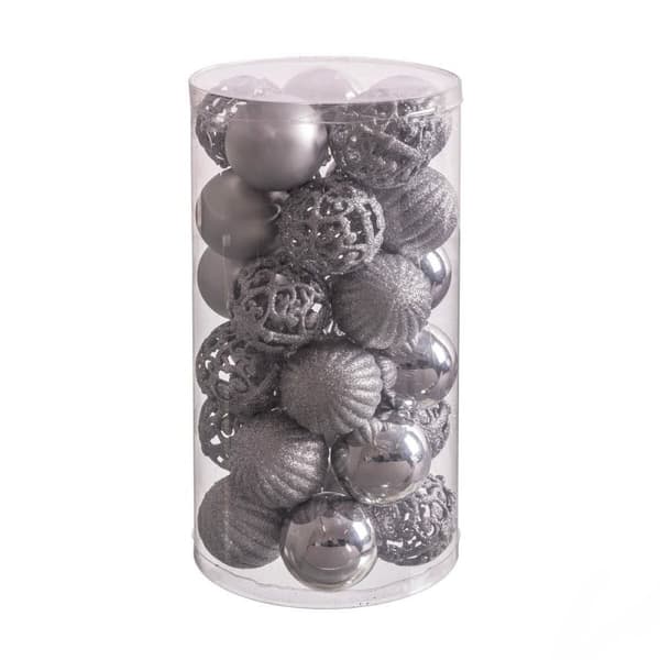 Julekuler Sølv Plast 5 x 5 x 5 cm (30 enheter)