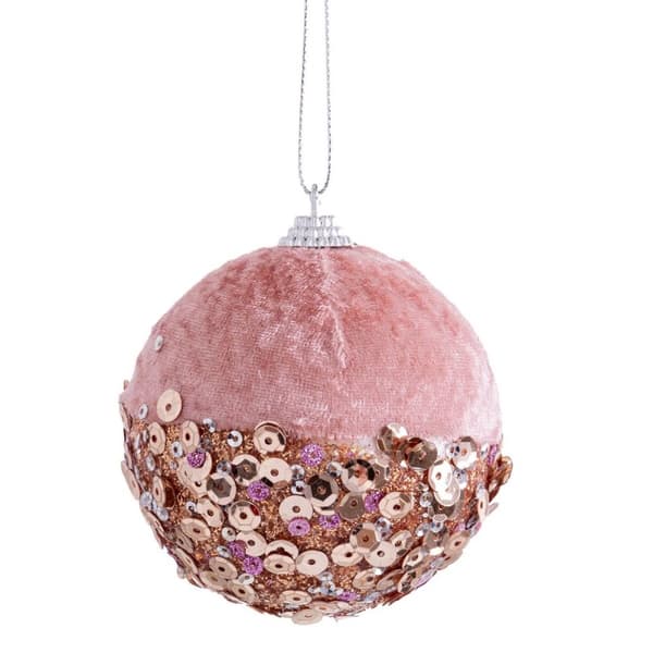 Julekuler Rosa Gyllen Polyfoam Tøy 8 x 8 x 8 cm (6 enheter)