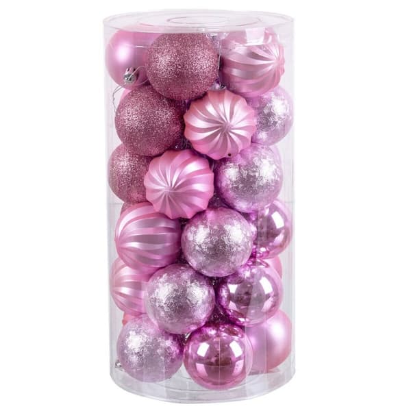 Julekuler Rosa Plast 6 x 6 x 6 cm (30 enheter)