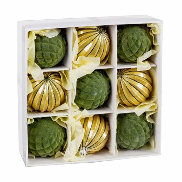 Julekuler Grønn Gyllen Plast 6 x 6 x 6 cm (9 enheter)