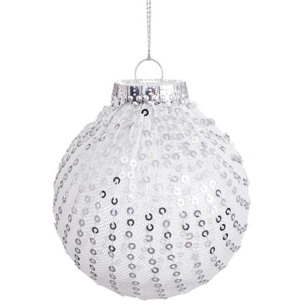 Julekuler Hvit Sølv Plast Tøy Paljetter 8 x 8 x 8 cm (6 enheter)