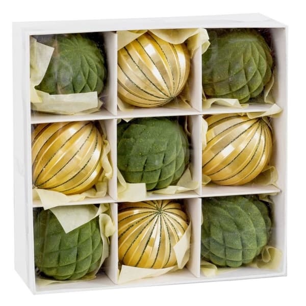 Julekuler Grønn Gyllen Plast 8 x 8 x 8 cm (9 enheter)