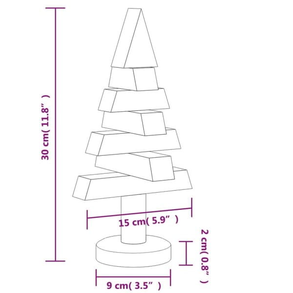 vidaXL Juletre av tre til pynt 2 stk 30 cm heltre furu