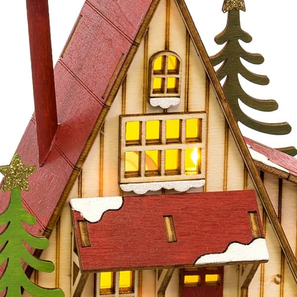 Julekule Flerfarget Tre Hus 14 x 9,3 x 14 cm