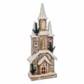 Miniatyrbilde 1 av 2: Julekule Hvit Beige Tre Hus 21 x 10 x 59 cm