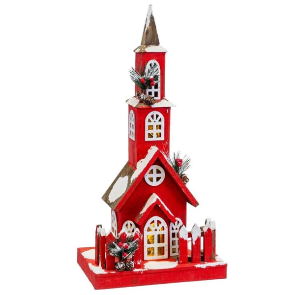 Julekule Rød Tre Hus 17 x 18 x 56 cm