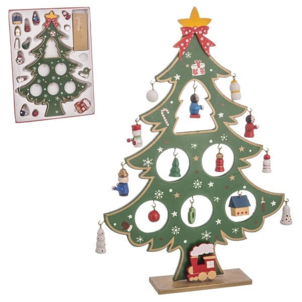 Julekule Flerfarget Tre MDF Juletre 26 cm