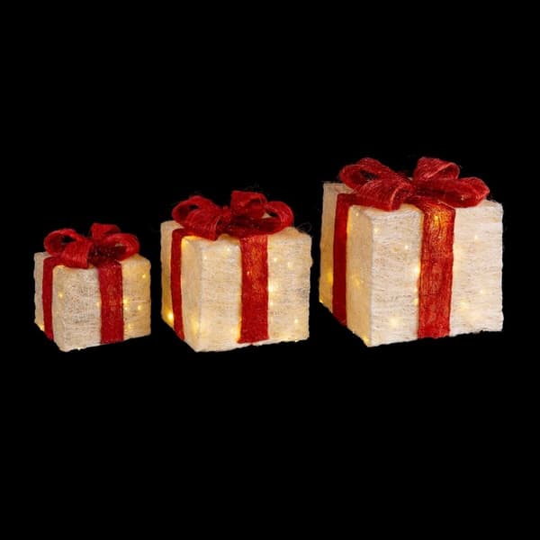 Julekule Hvit Rød Metall Fiber Gaveeske 25 x 25 x 31 cm (3 enheter)