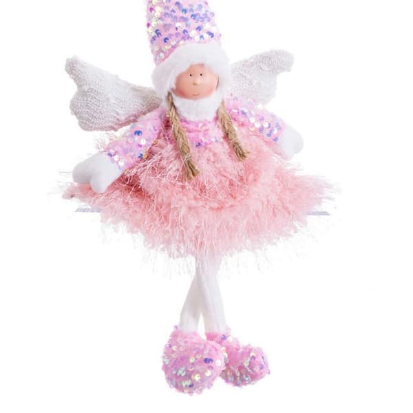 Julekule Flerfarget Rosa Polyresin Sand Tøy Engel 24 x 12 x 65 cm