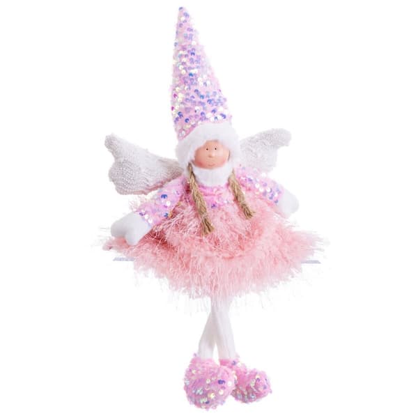 Julekule Flerfarget Rosa Polyresin Sand Tøy Engel 24 x 12 x 65 cm